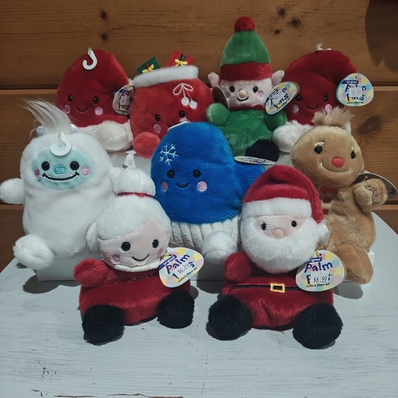 Aurora Other - Lot of 9 Christmas Themed Palm Pals Plush Santa Clause Ginger Bread Yeti Elf D41